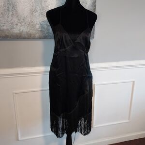 Zara Satin fringed slip Minimalist dress